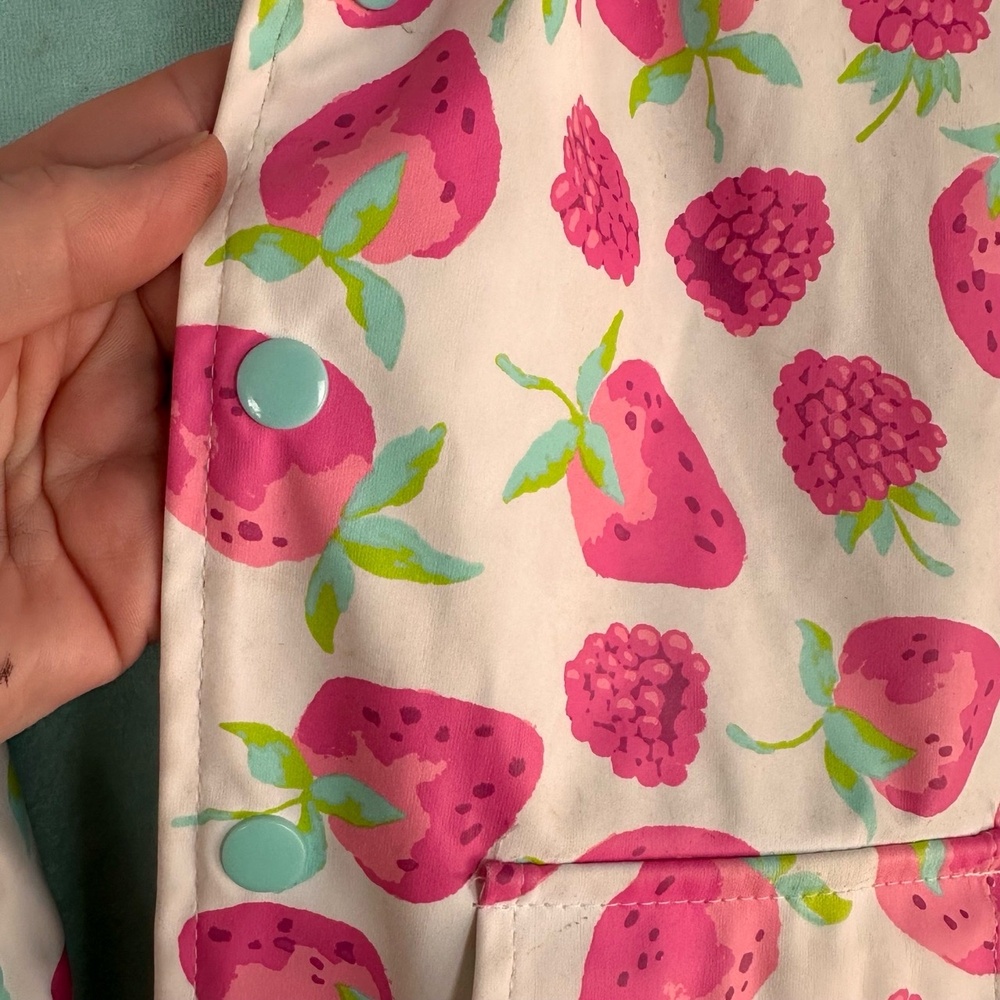 Hatley‎ Strawberry Print Hooded Girls Size 3 Raincoat Jacket - Picture 4 of 9